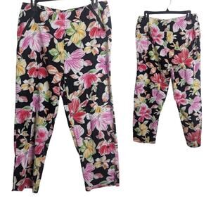 Boho Tropical Floral Straight Leg Capri Pants Women's Size 12